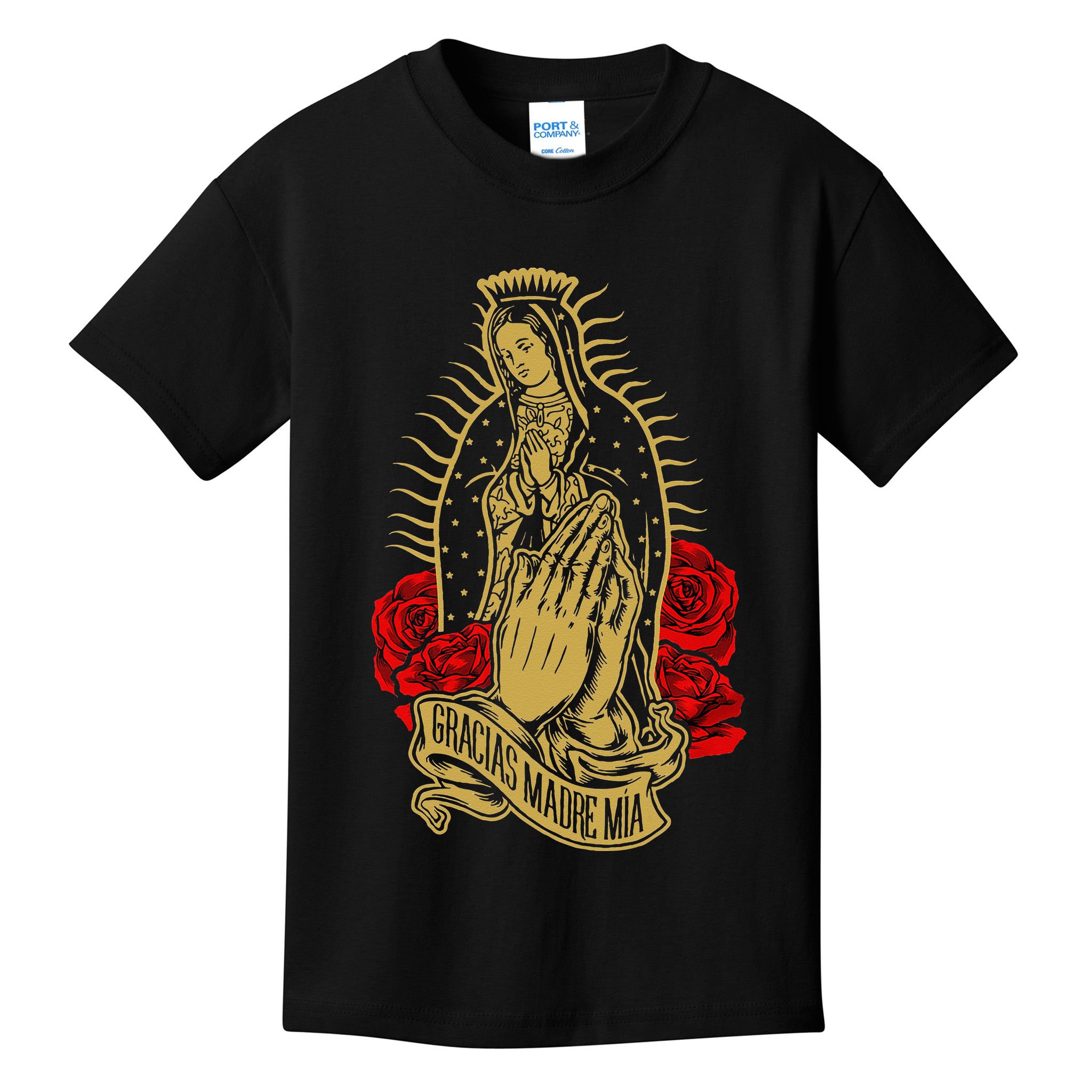 Our Lady Virgen De Guadalupe Virgin Mary Gracias Madre Mía Kids T-Shirt