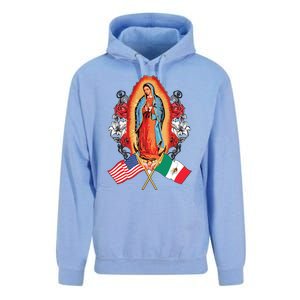 Our Lady Virgen De Guadalupe Mexican American Flag Unisex Surf Hoodie