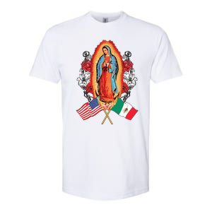 Our Lady Virgen De Guadalupe Mexican American Flag Softstyle CVC T-Shirt