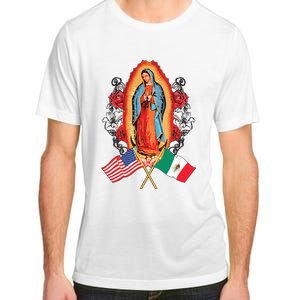 Our Lady Virgen De Guadalupe Mexican American Flag Adult ChromaSoft Performance T-Shirt