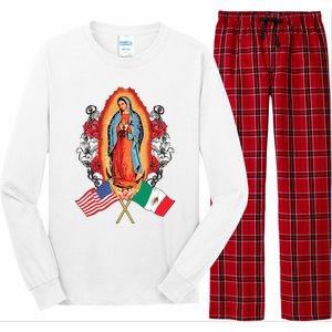 Our Lady Virgen De Guadalupe Mexican American Flag Long Sleeve Pajama Set