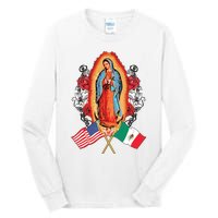 Our Lady Virgen De Guadalupe Mexican American Flag Tall Long Sleeve T-Shirt