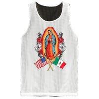 Our Lady Virgen De Guadalupe Mexican American Flag Mesh Reversible Basketball Jersey Tank