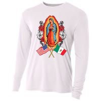 Our Lady Virgen De Guadalupe Mexican American Flag Cooling Performance Long Sleeve Crew