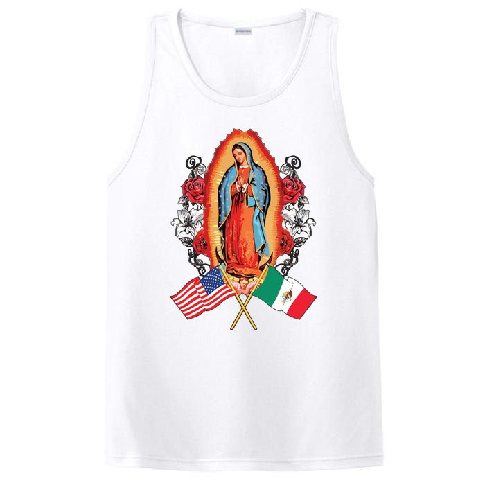 Our Lady Virgen De Guadalupe Mexican American Flag PosiCharge Competitor Tank