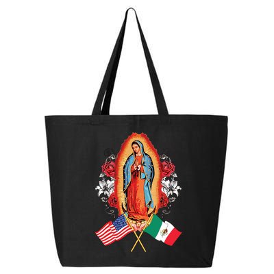 Our Lady Virgen De Guadalupe Mexican American Flag 25L Jumbo Tote