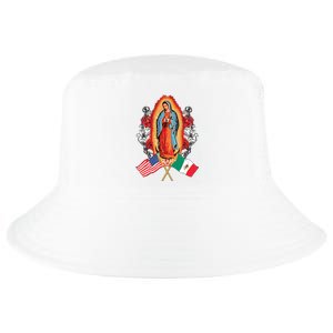 Our Lady Virgen De Guadalupe Mexican American Flag Cool Comfort Performance Bucket Hat