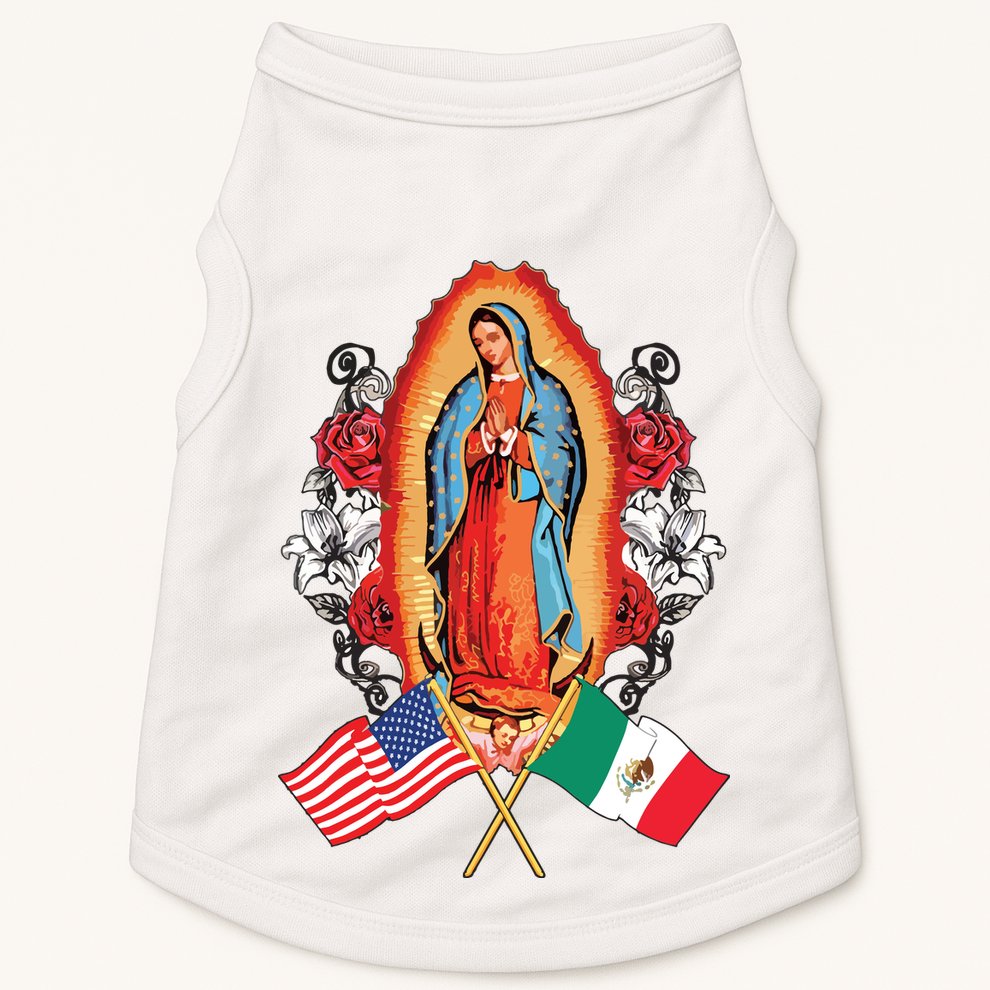 Our Lady Virgen De Guadalupe Mexican American Flag Doggie Tank