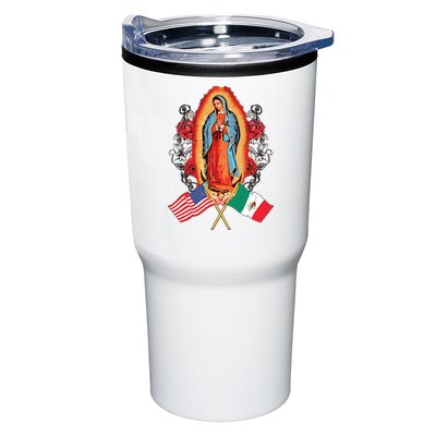 Our Lady Virgen De Guadalupe Mexican American Flag Tumbler