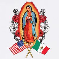 Our Lady Virgen De Guadalupe Mexican American Flag Womens Tank Top