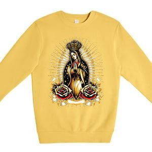 Our Lady Virgen De Guadalupe Virgin Mary Catholic Saint Art Premium Crewneck Sweatshirt