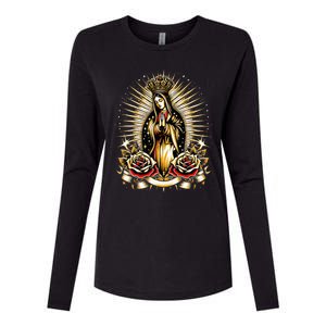 Our Lady Virgen De Guadalupe Virgin Mary Catholic Saint Art Womens Cotton Relaxed Long Sleeve T-Shirt