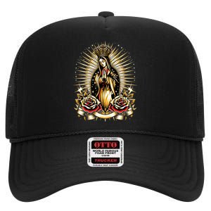 Our Lady Virgen De Guadalupe Virgin Mary Catholic Saint Art High Crown Mesh Back Trucker Hat