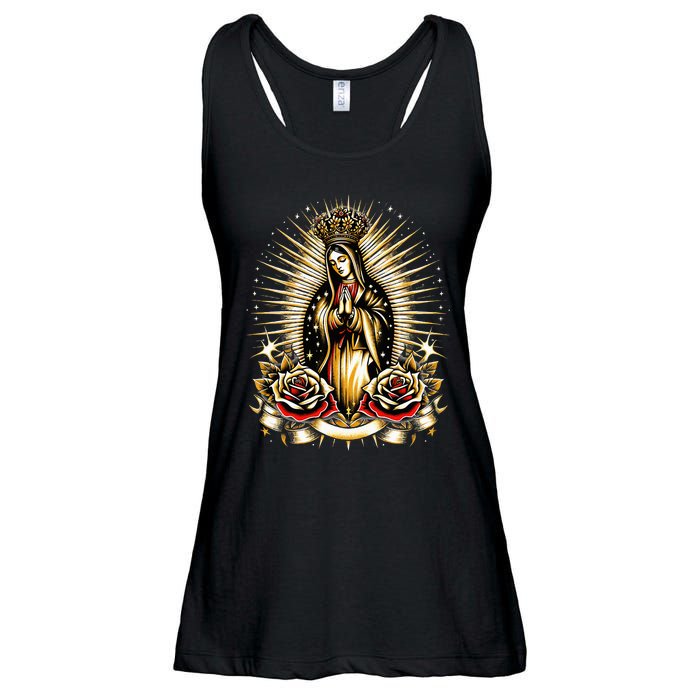 Our Lady Virgen De Guadalupe Virgin Mary Catholic Saint Art Ladies Essential Flowy Tank