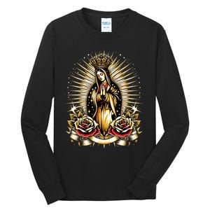 Our Lady Virgen De Guadalupe Virgin Mary Catholic Saint Art Tall Long Sleeve T-Shirt