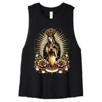 Our Lady Virgen De Guadalupe Virgin Mary Catholic Saint Art Women's Racerback Cropped Tank