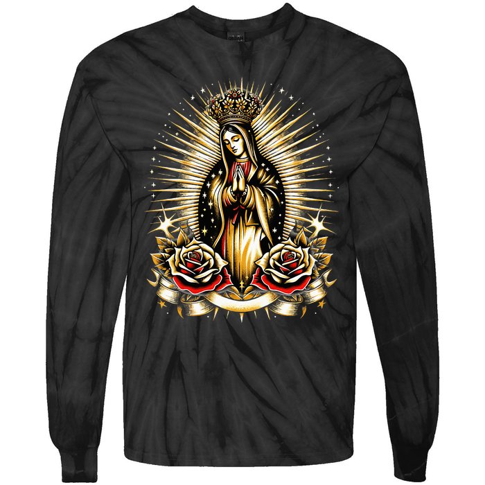 Our Lady Virgen De Guadalupe Virgin Mary Catholic Saint Art Tie-Dye Long Sleeve Shirt