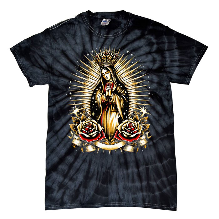 Our Lady Virgen De Guadalupe Virgin Mary Catholic Saint Art Tie-Dye T-Shirt