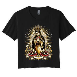 Our Lady Virgen De Guadalupe Virgin Mary Catholic Saint Art Women's Crop Top Tee