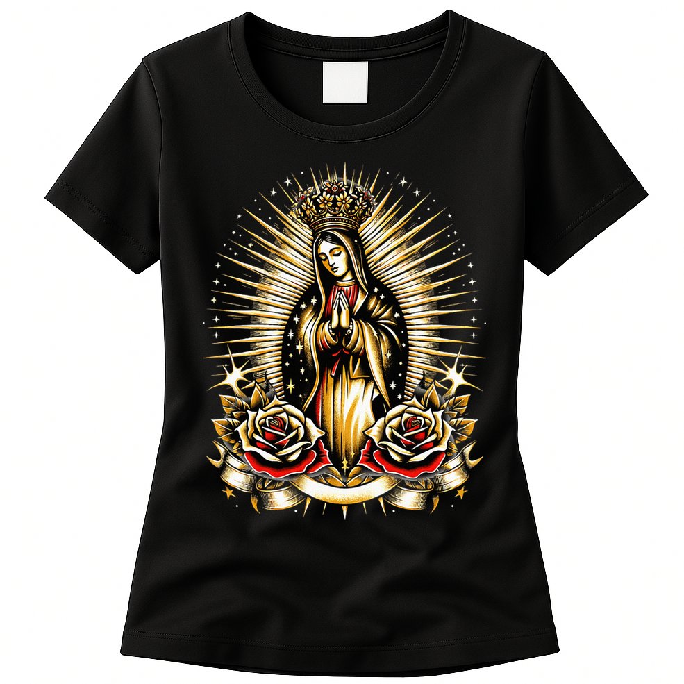 Our Lady Virgen De Guadalupe Virgin Mary Catholic Saint Art Womens T-Shirt