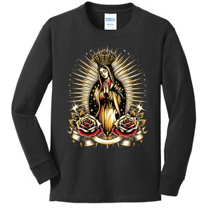 Our Lady Virgen De Guadalupe Virgin Mary Catholic Saint Art Kids Long Sleeve Shirt