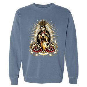 Our Lady Virgen De Guadalupe Virgin Mary Catholic Saint Art Garment-Dyed Sweatshirt