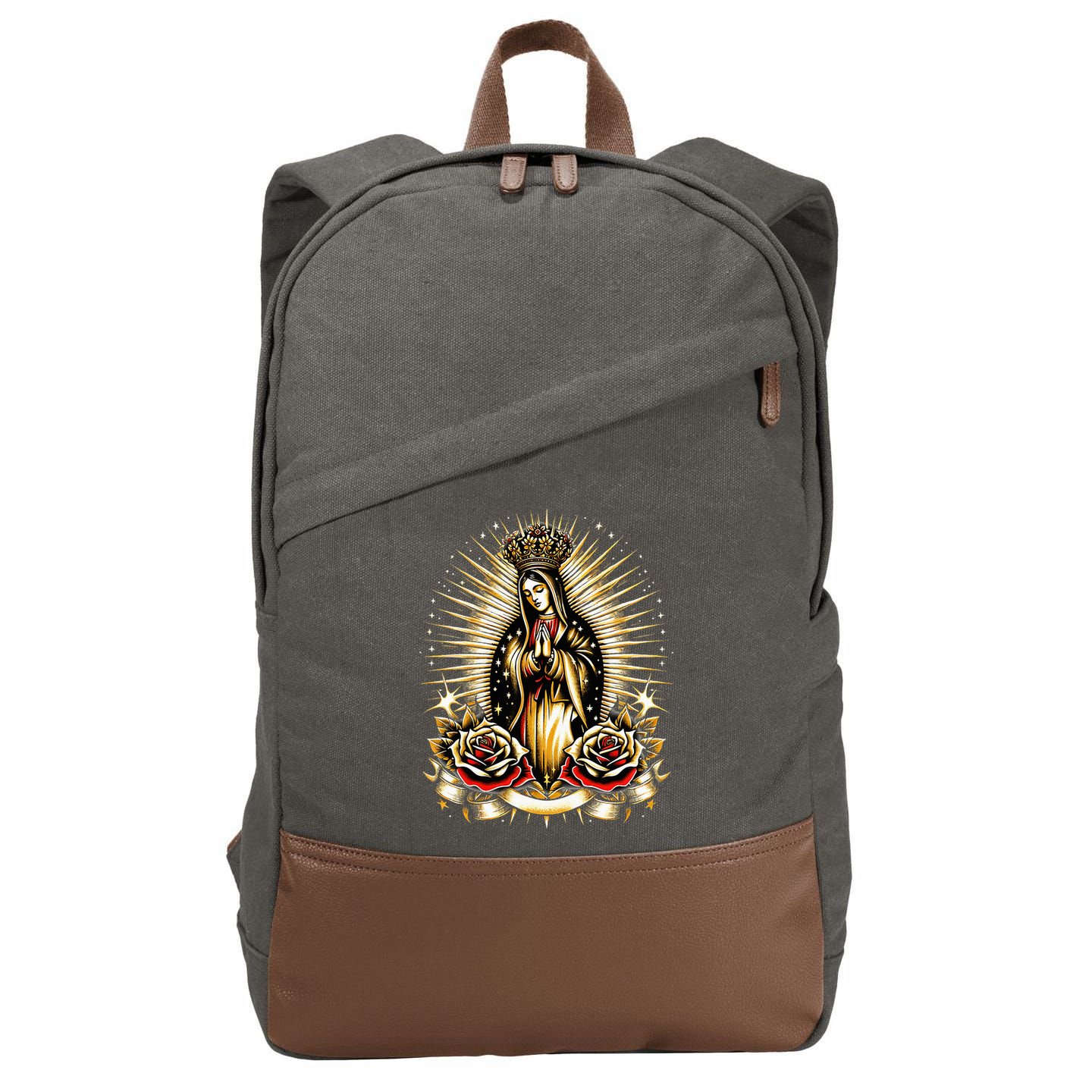 Our Lady Virgen De Guadalupe Virgin Mary Catholic Saint Art Cotton Canvas Backpack