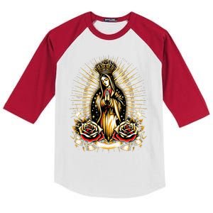 Our Lady Virgen De Guadalupe Virgin Mary Catholic Saint Art Kids Colorblock Raglan Jersey