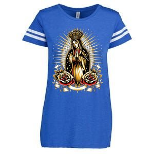 Our Lady Virgen De Guadalupe Virgin Mary Catholic Saint Art Enza Ladies Jersey Football T-Shirt