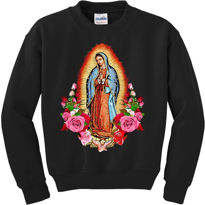 Our Lady Virgen De Guadalupe Virgin Mary Gracias Madre Mía Kids Sweatshirt