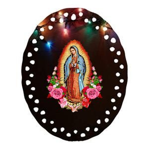 Our Lady Virgen De Guadalupe Virgin Mary Gracias Madre Mía Ceramic Oval Ornament