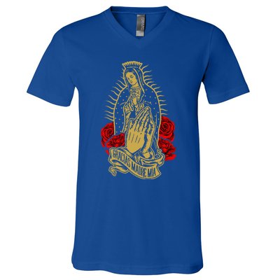 Our Lady Virgen De Guadalupe Virgin Mary Gracias Madre Mía  V-Neck T-Shirt