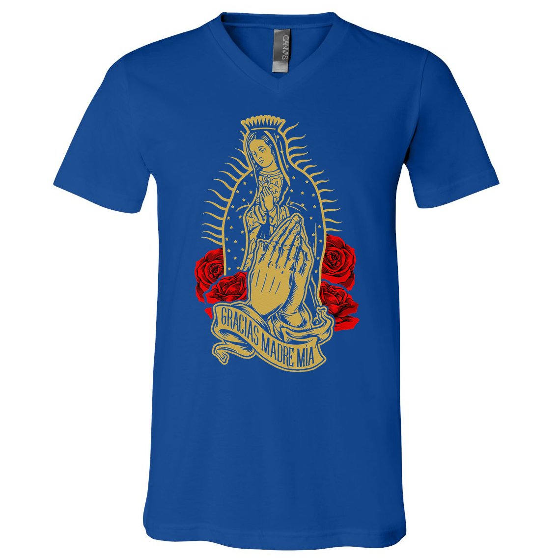 Our Lady Virgen De Guadalupe Virgin Mary Gracias Madre Mía  V-Neck T-Shirt