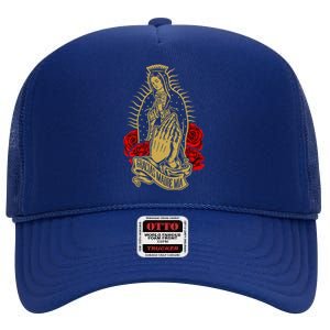 Our Lady Virgen De Guadalupe Virgin Mary Gracias Madre Mía  High Crown Mesh Back Trucker Hat