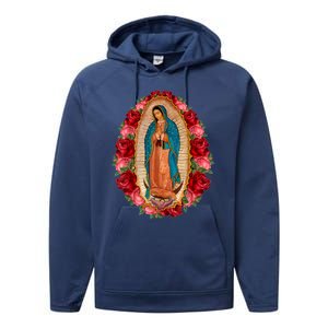 Our Lady Virgen De Guadalupe Virgin Mary Gracias Madre Performance Fleece Hoodie