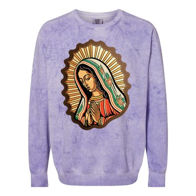 Our Lady Virgen De Guadalupe Mexico Religious Colorblast Crewneck Sweatshirt