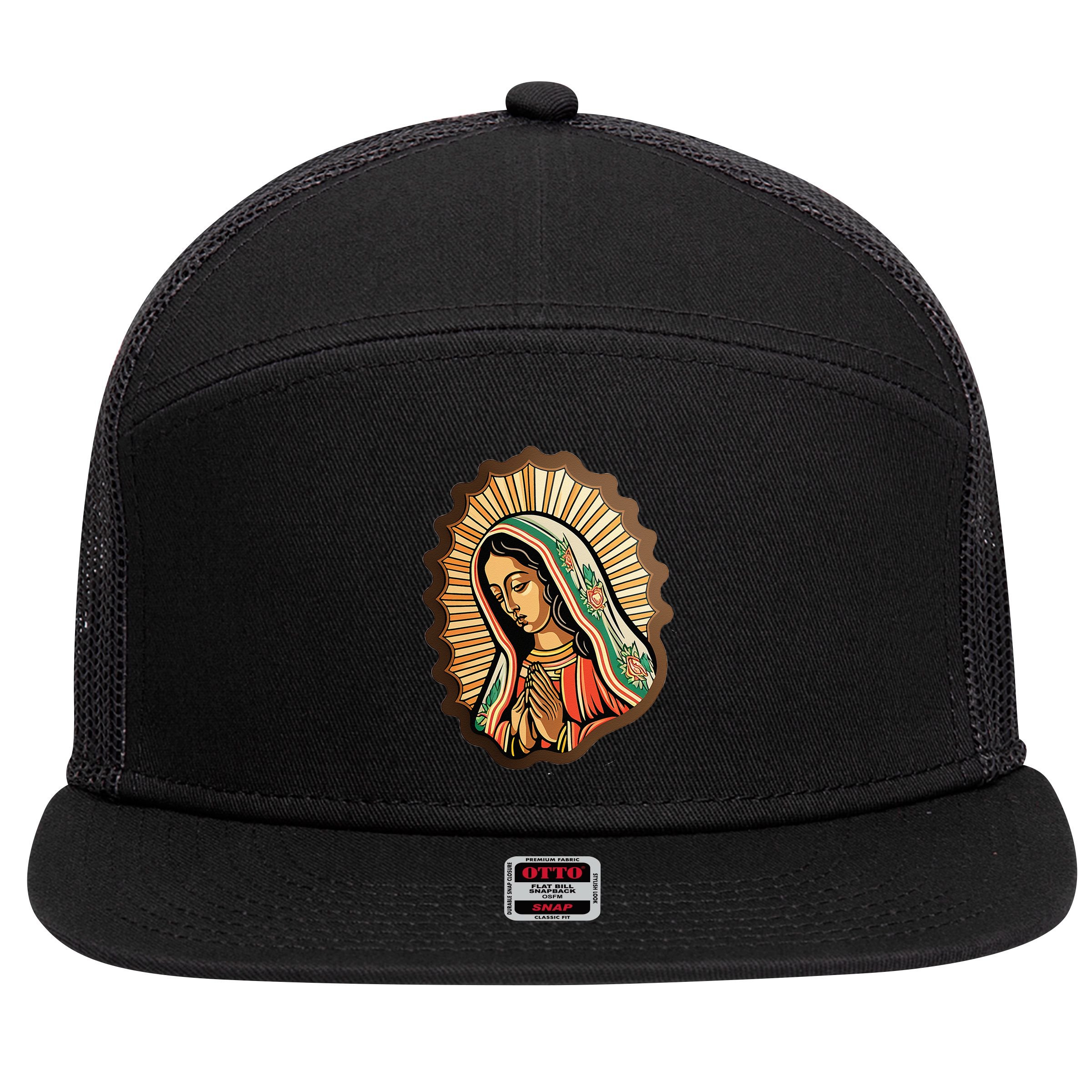 Our Lady Virgen De Guadalupe Mexico Religious 7 Panel Mesh Trucker Snapback Hat