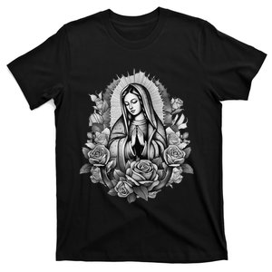 Our Lady Virgen De Guadalupe Virgin Mary Floral Zip Hoodie T-Shirt