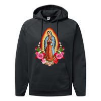 Our Lady Virgen De Guadalupe Virgin Mary Gracias Madre Mía Performance Fleece Hoodie