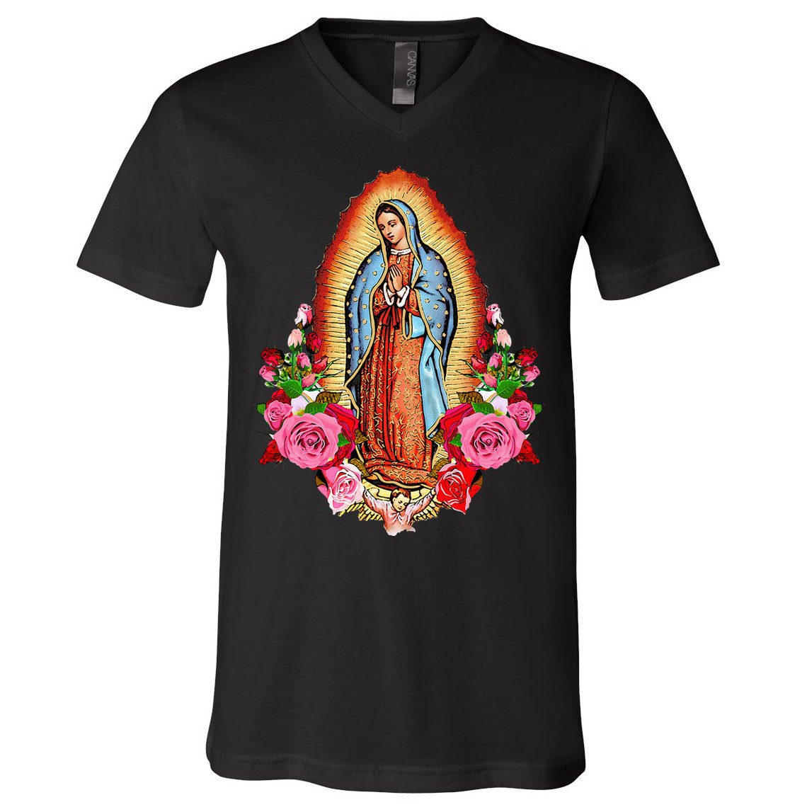 Our Lady Virgen De Guadalupe Virgin Mary Gracias Madre Mía V-Neck T-Shirt