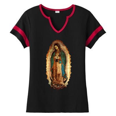 Our Lady Virgen De Guadalupe Maria Virgin Mary Ladies Halftime Notch Neck Tee