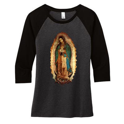 Our Lady Virgen De Guadalupe Maria Virgin Mary Women's Tri-Blend 3/4-Sleeve Raglan Shirt