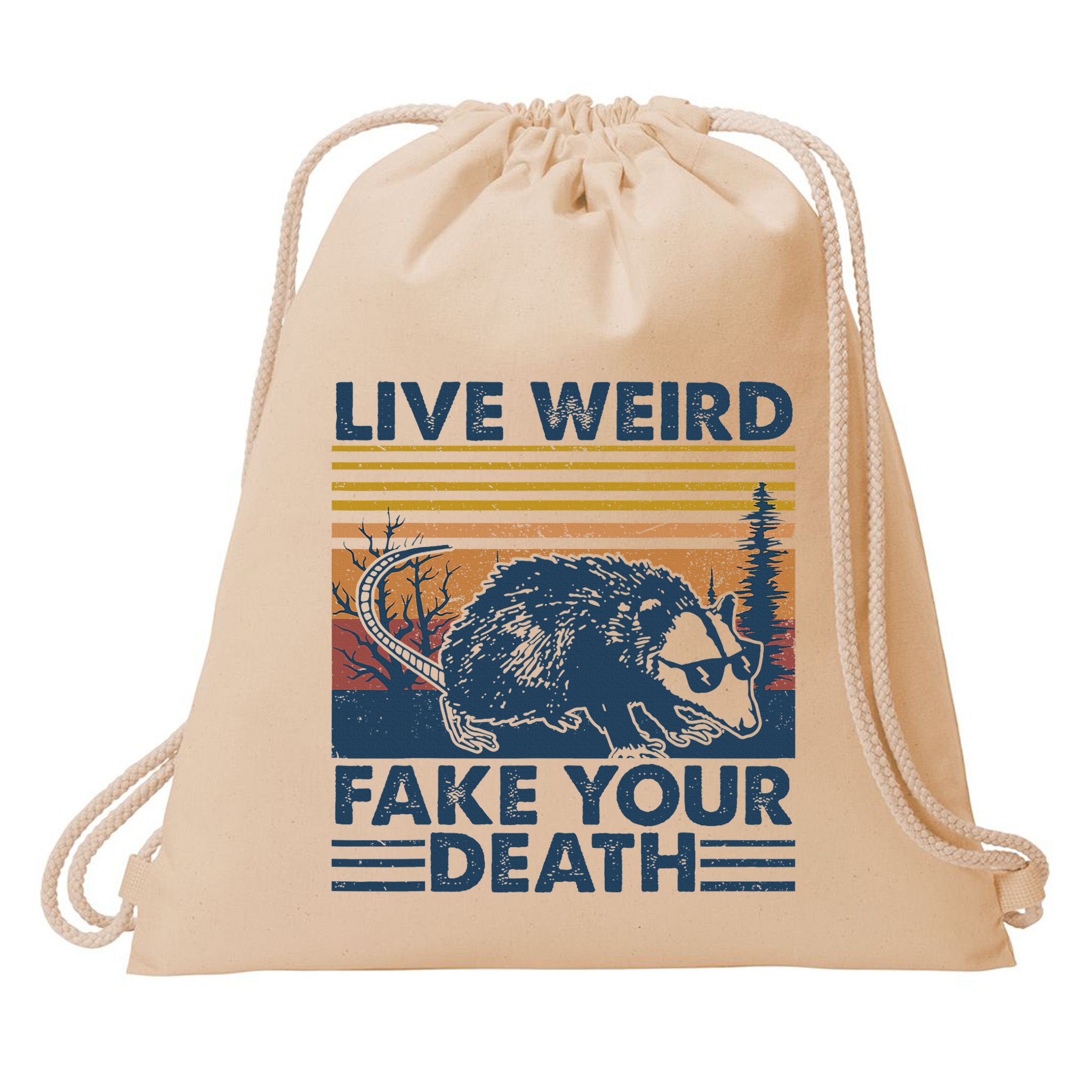 Opossum Live Weird Fake Your Death Drawstring Bag