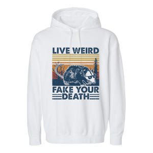 Opossum Live Weird Fake Your Death Garment-Dyed Fleece Hoodie