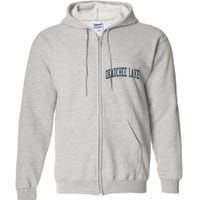 Okauchee Lake Wi Vintage Athletic Sports Jsn2 Print Full Zip Hoodie