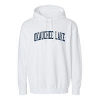 Okauchee Lake Wi Vintage Athletic Sports Garment-Dyed Fleece Hoodie