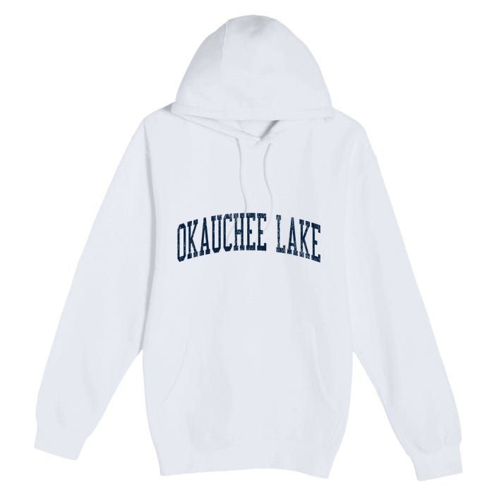 Okauchee Lake Wi Vintage Athletic Sports Premium Pullover Hoodie