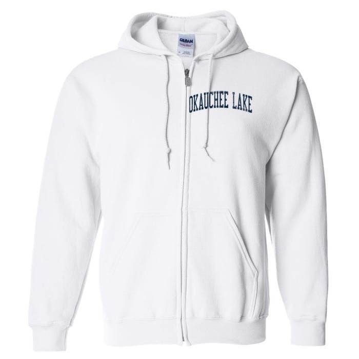 Okauchee Lake Wi Vintage Athletic Sports Full Zip Hoodie