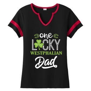 One Lucky Westphalian Horse Dad Irish Horseback Riding Gift Ladies Halftime Notch Neck Tee