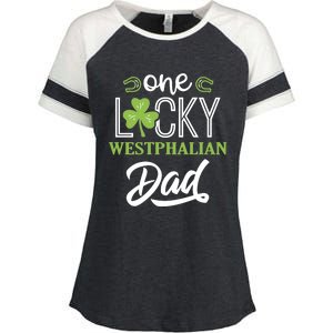 One Lucky Westphalian Horse Dad Irish Horseback Riding Gift Enza Ladies Jersey Colorblock Tee